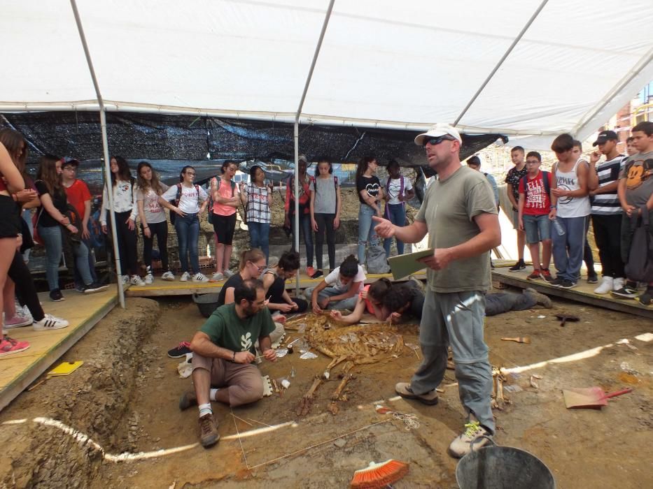 Un grup d'alumnes de l'Institut Sa Palomera visita el Camp dels Ninots