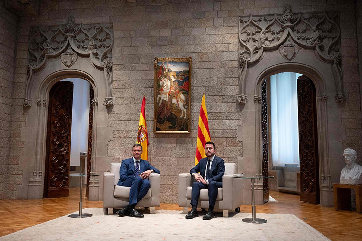 Reunión clave entre Aragonès y Sánchez en el Palau de la Generalitat
