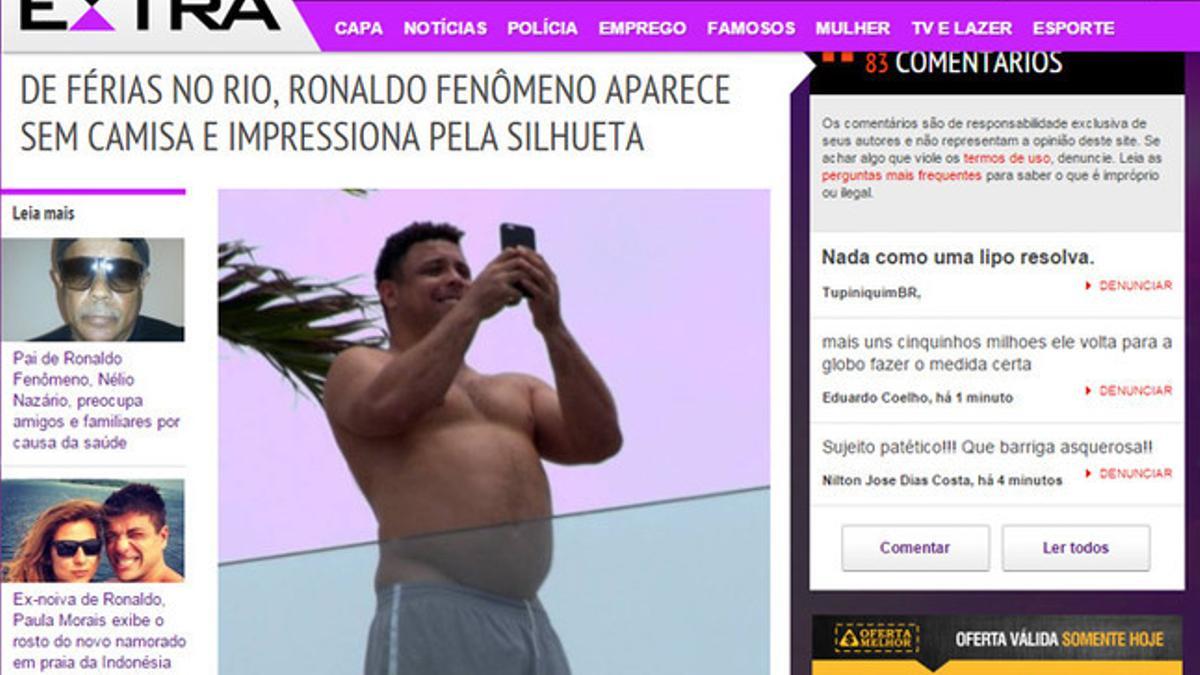 El diario 'Extra' ha cazado a Ronaldo sin camiseta durante sus vacaciones.