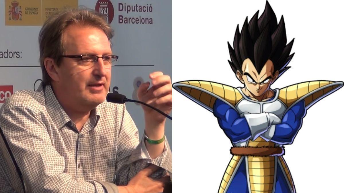 A l'esquerra, Joan Sanz, d'Olesa de Montserrat i doblador al català del personatge Vegeta de "Bola de Drac". A la dreta, Vegeta