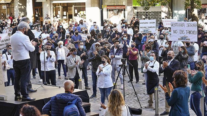 Accció de protesta del sector de l&#039;hostaleria a Girona.