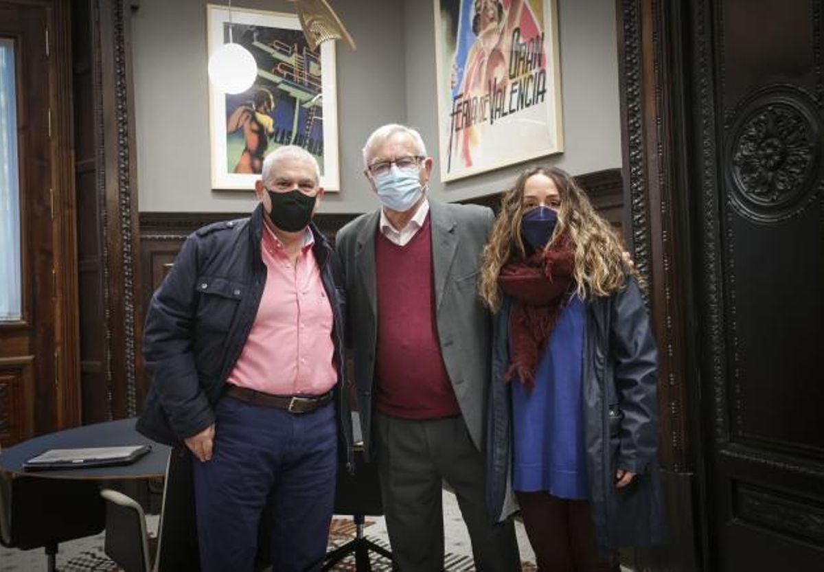 Rafael Sanz-Espert, Ribó y Tello tras la reunión. | LEVANTE-EMV