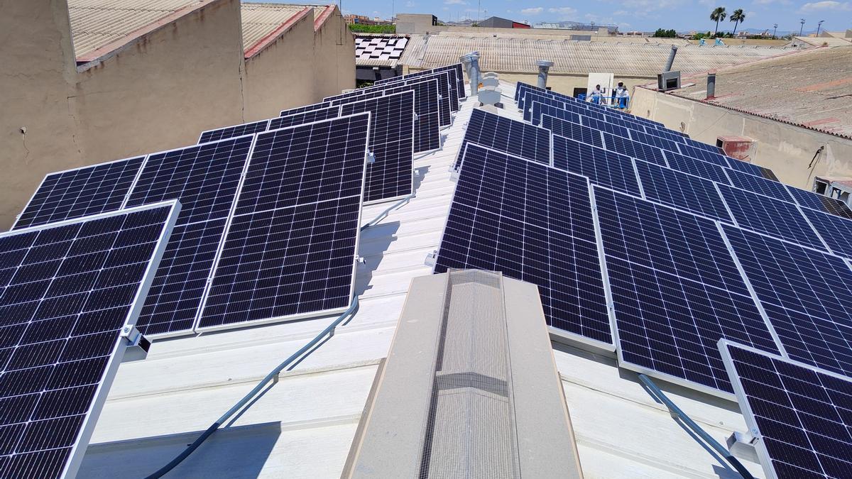 Operarios inmersos en una instalación fotovoltaica en la provincia de Alicante.