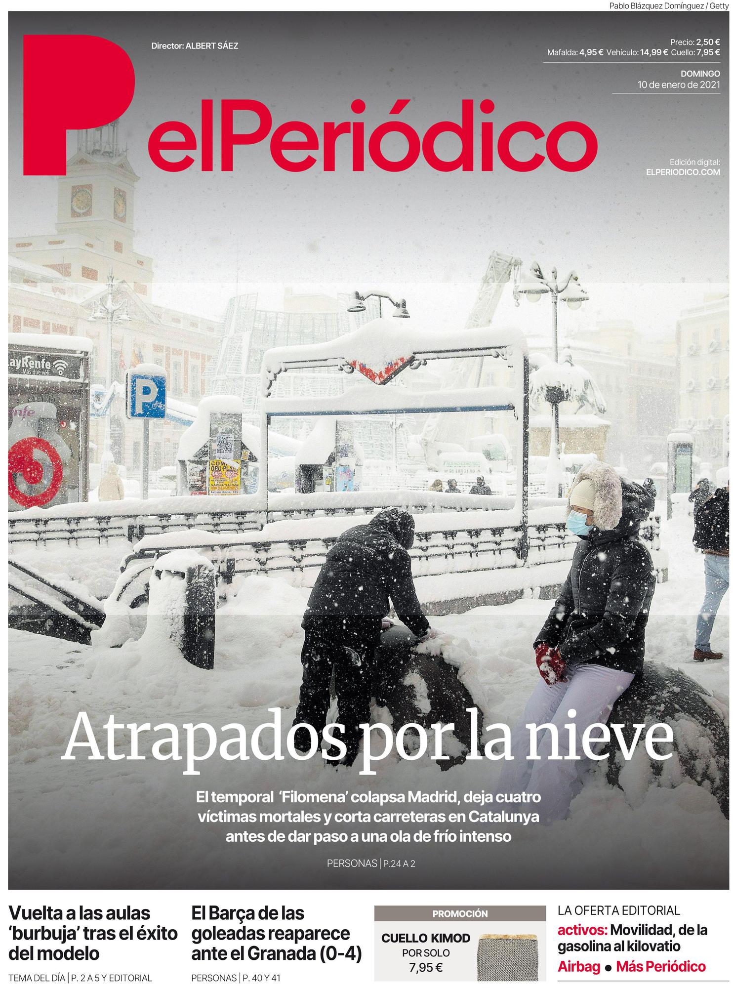 La portada de EL PERIÓDICO del 10 de enero de 2021