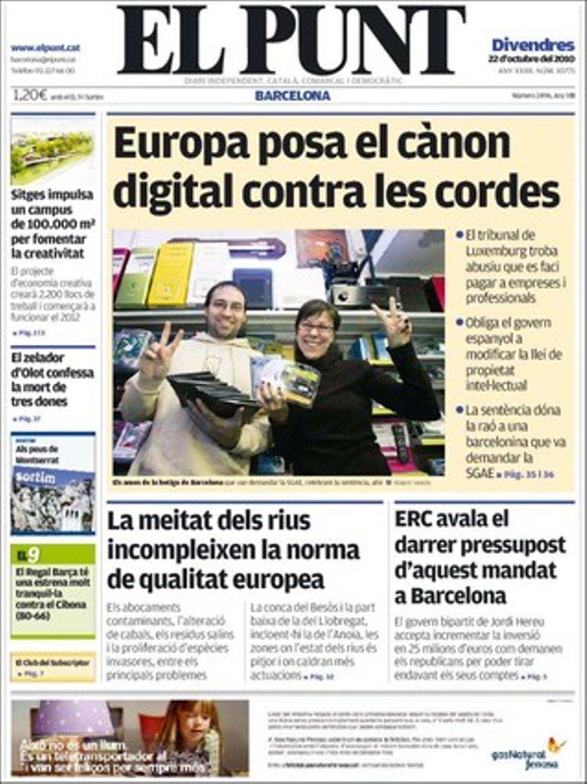 ’El Punt’ destaca a dins que el Govern municipal de Jordi Hereu posa límits a la investigació de la trama de corrupció al districte barceloní de Ciutat Vella, que algunes cares conegudes del gran públic es fotografiaran per ajudar a mostrar una Badalona diferent de la que el PP difon de la ciutat, i que Tele 5 ha estat la cadena més denunciada per incompliment del codi de protecció de la infància entre el 9 de març del 2009 i el 9 de març del 2010.