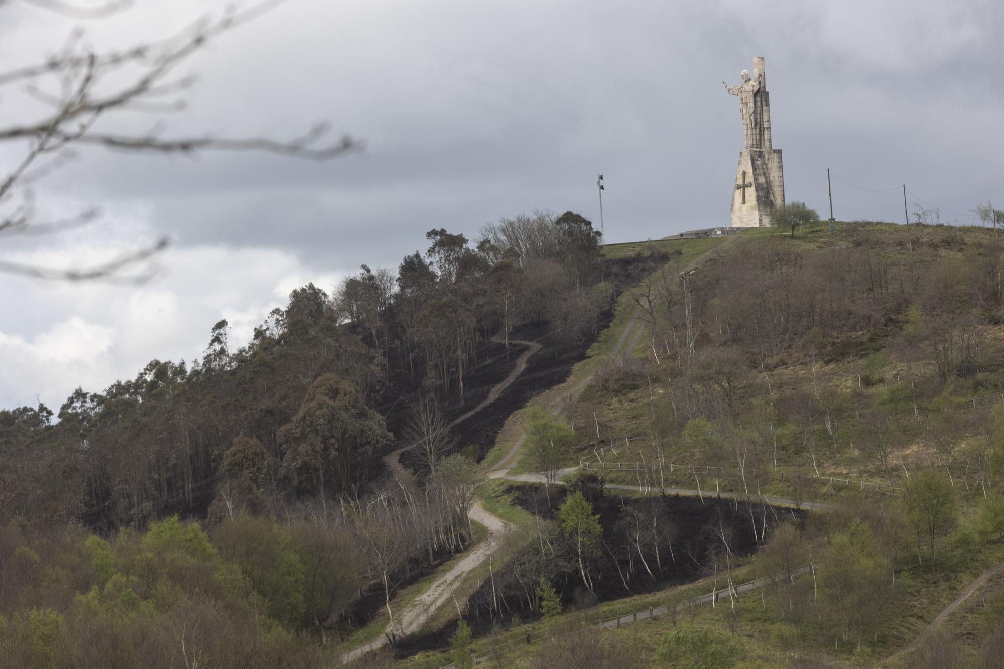 El Naranco, en Oviedo, devastado por las llamas