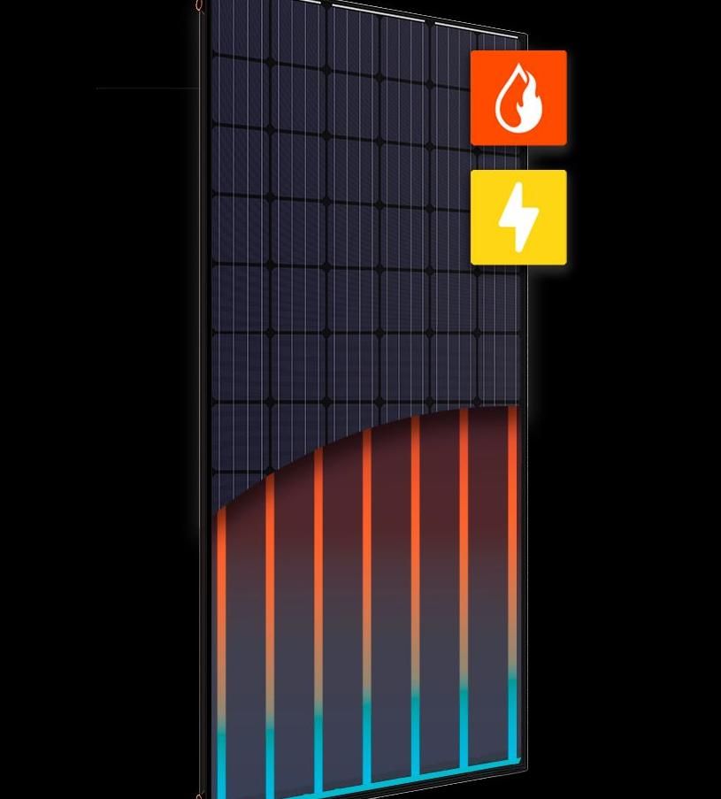 El panel híbrido de Abora combina la solar con la térmica para generar agua caliente para la ducha y electricidad.