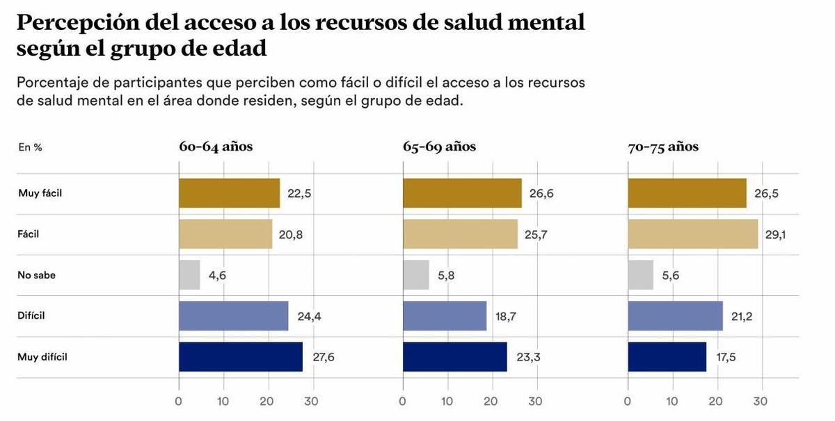 Percepción del acceso a los recursos de salud mental según el grupo de edad.
