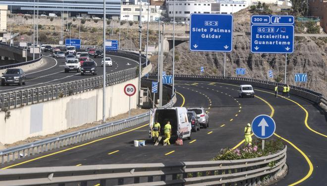 Puente del Guiniguada acabado de señalización para apertura al tráfico