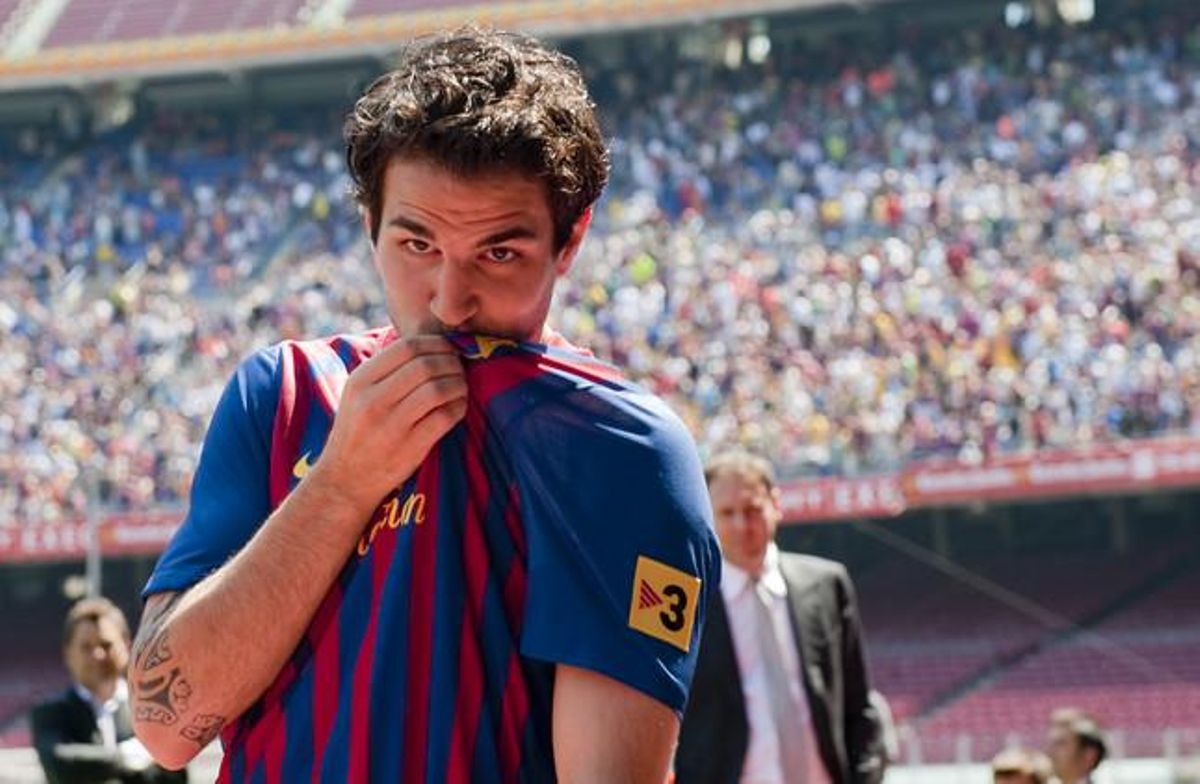 Cesc Fàbregas, en la presentació com a jugador blaugrana. Cesc Fàbregas, en la presentació com a jugador blaugrana.