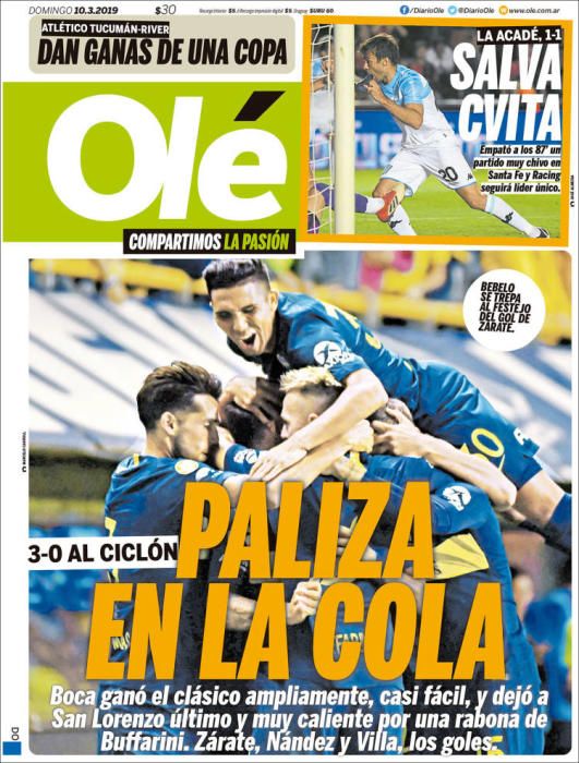 Portada OLÉ domingo 10 marzo 2019