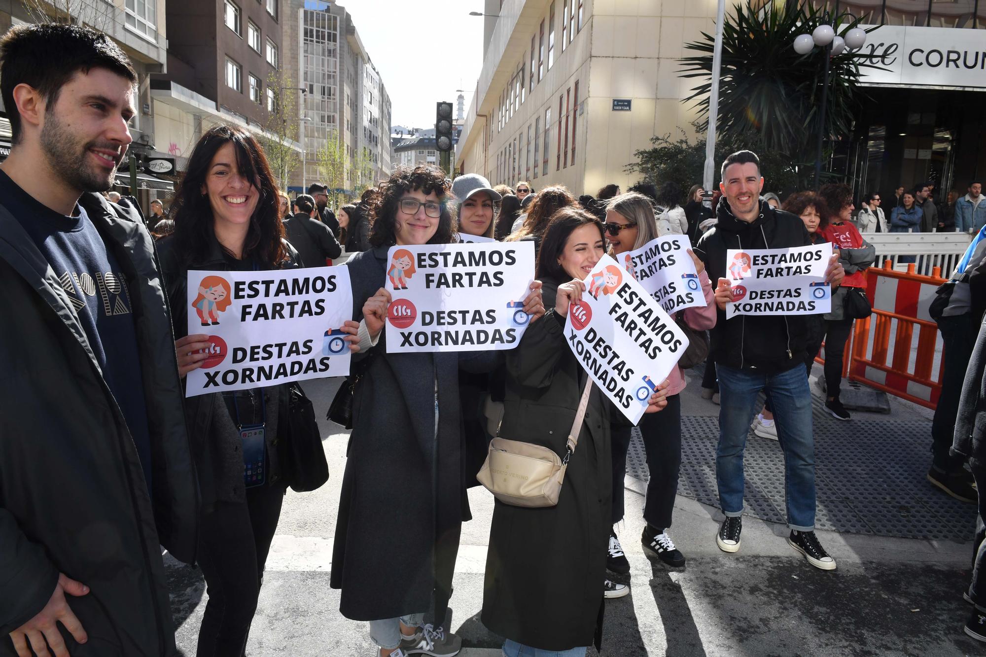 Manifestación de trabajadores del comercio en A Coruña