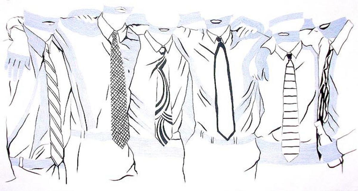 'Fulltime Club', 2003, indian ink and ballpen on tracing paper, 150 x 290 cm