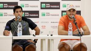 Chingotto y Galán durante la rueda de prensa previa a su debut al Italy Major