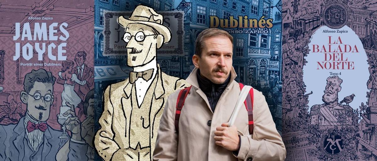 Alfonso Zapico, con diversas ediciones de Dublinés. Alfonso Zapico, con diversas ediciones de Dublinés.