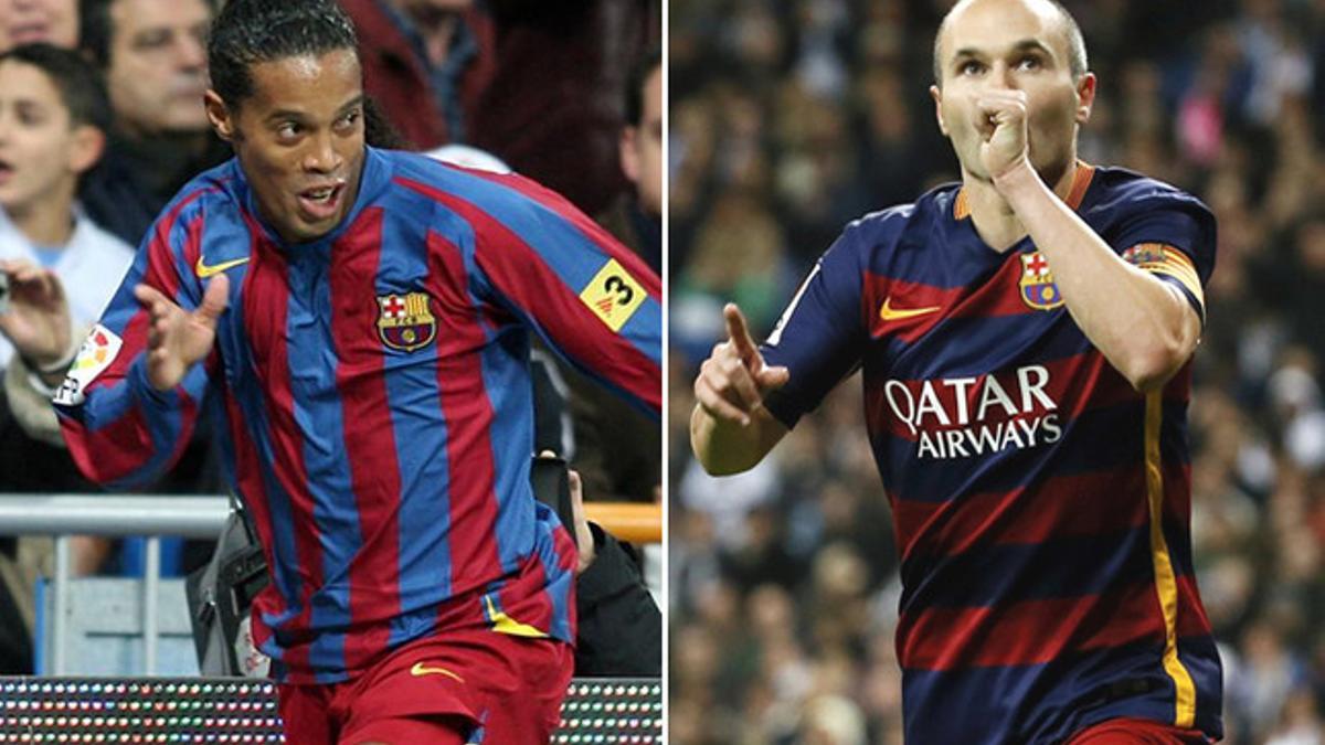 Iniesta emuló a Ronaldinho tras recibir los aplausos del Bernabéu