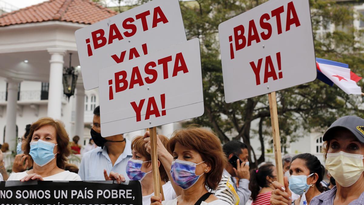 Eine Demonstration in Panama gegen &quot;mafiöse&quot; Politiker.
