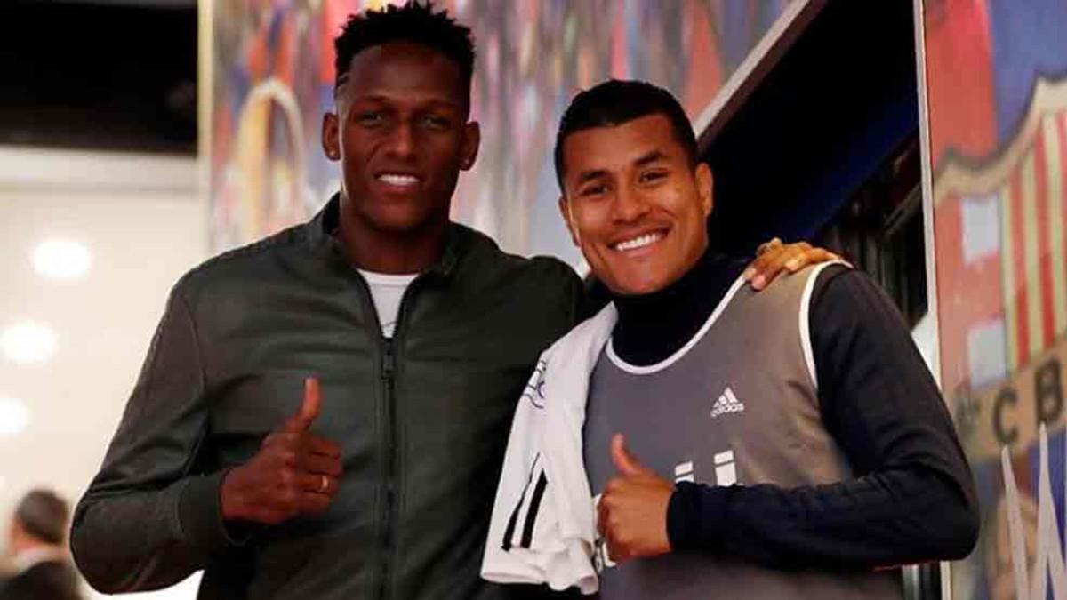 Yerry Mina y Jeison Murillo, en el Camp Nou