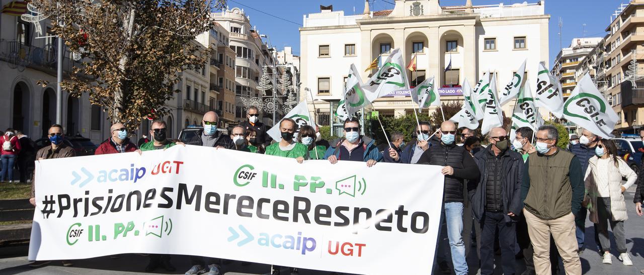 Imagen de la protesta de los funcionarios de prisiones en Alicante.