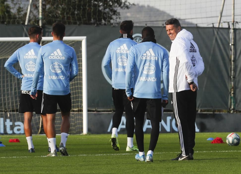 La primera sesión de entrenamiento de Óscar García al frente del Celta