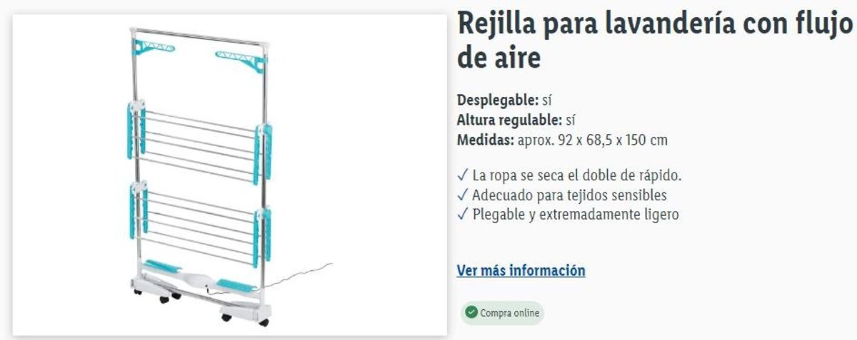 El tendedero de Lidl apto para todos los hogares gracias a su fácil plegado