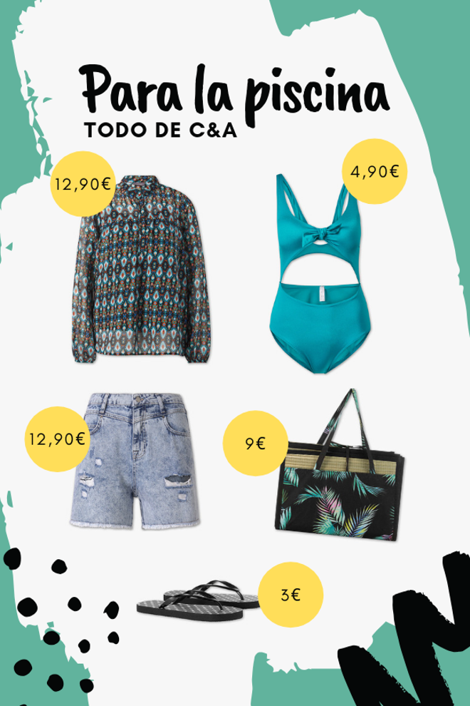 Look para la piscina con blusa de C&amp;A (precio: 12,90€)