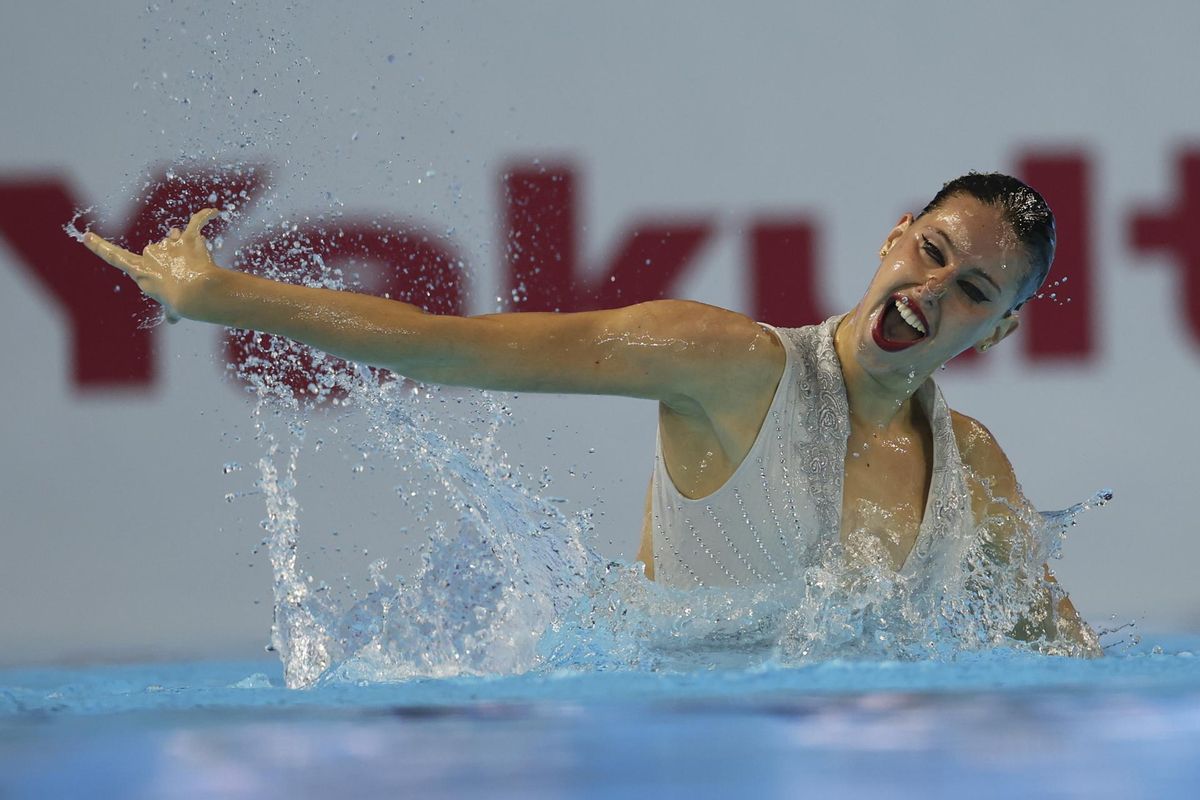 Iris Tió, durante su actuación en la final de solo libre de natación artística.