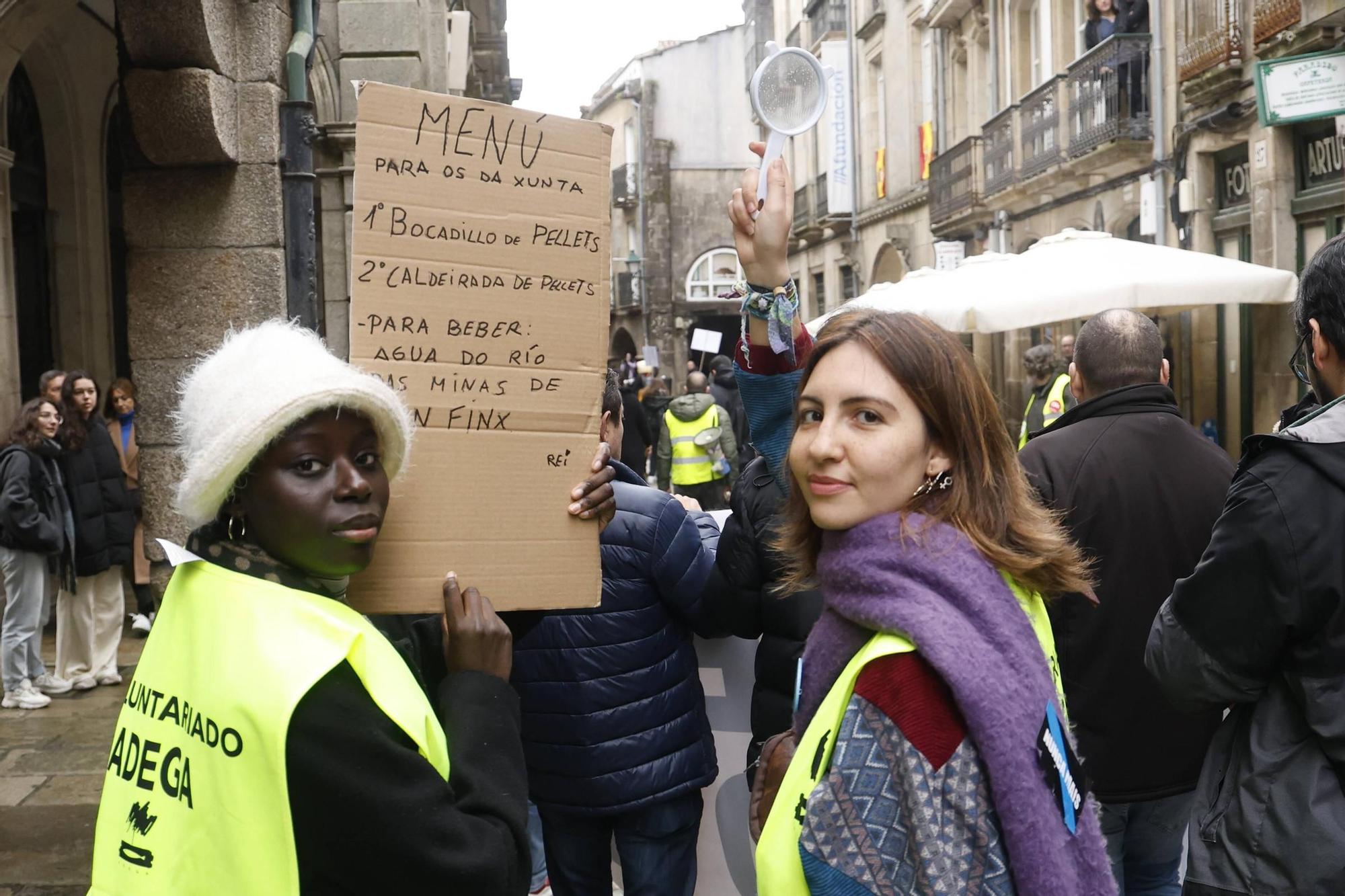 Así se ha desarrollado la manifestación por la crisis de los pélets en Santiago