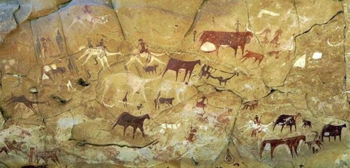 Pinturas rupestres en el norte de Marruecos.