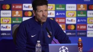 Diego Pablo Simeone, entrenador del Atlético de Madrid, en la rueda de prensa previa al duelo frente al Inter.