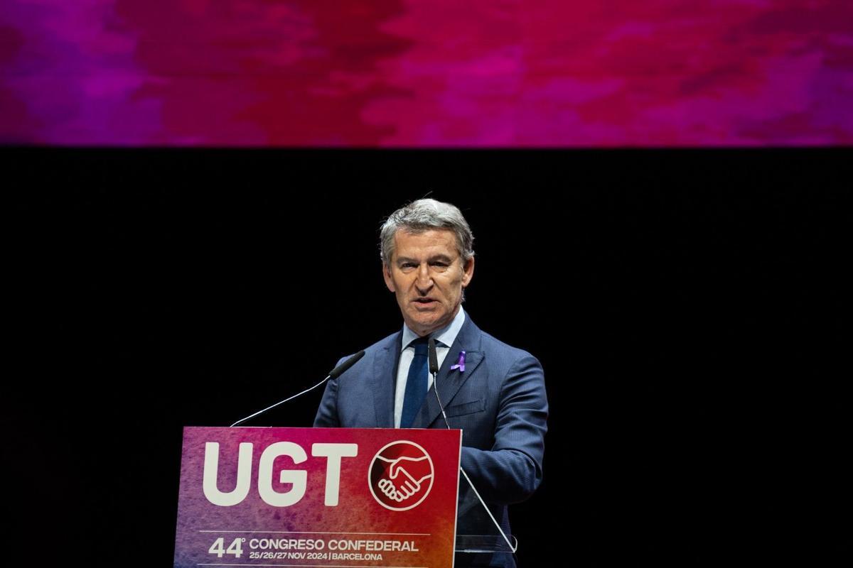 Alberto Núñez Feijóo, en el congreso de la UGT