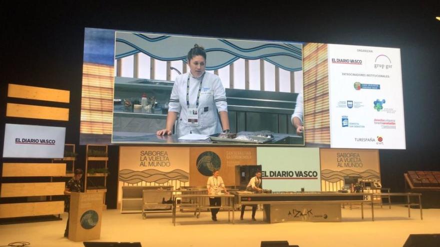 La cocinera Macarena de Castro, durante su intervención en el congreso San Sebastián Gastronomika.