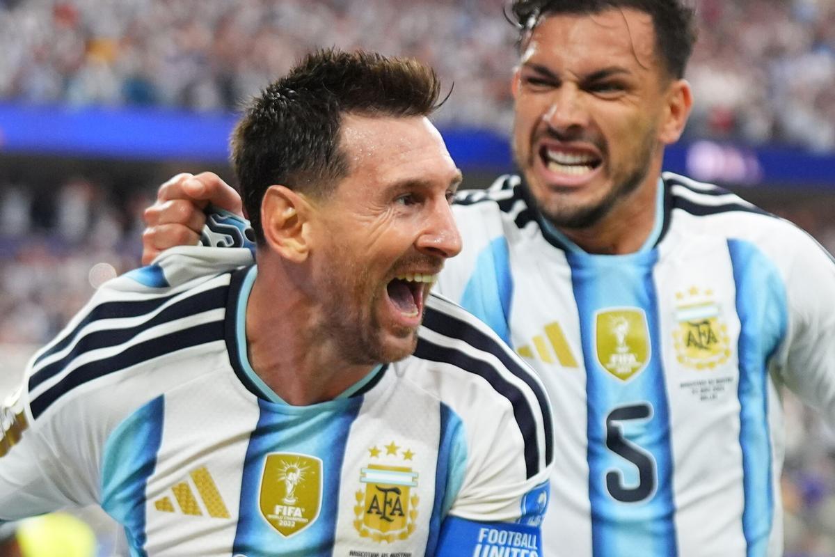 DALLAS (United States), 22/06/2026.- Lionel Messi of Argentina celebrates after scoring the 2-0 goal during the FIFA World Cup 2026 group stage match Argentina against Austria, in Dallas, USA, 22 June 2026. EFE/EPA/JEFFREY MCWHORTER