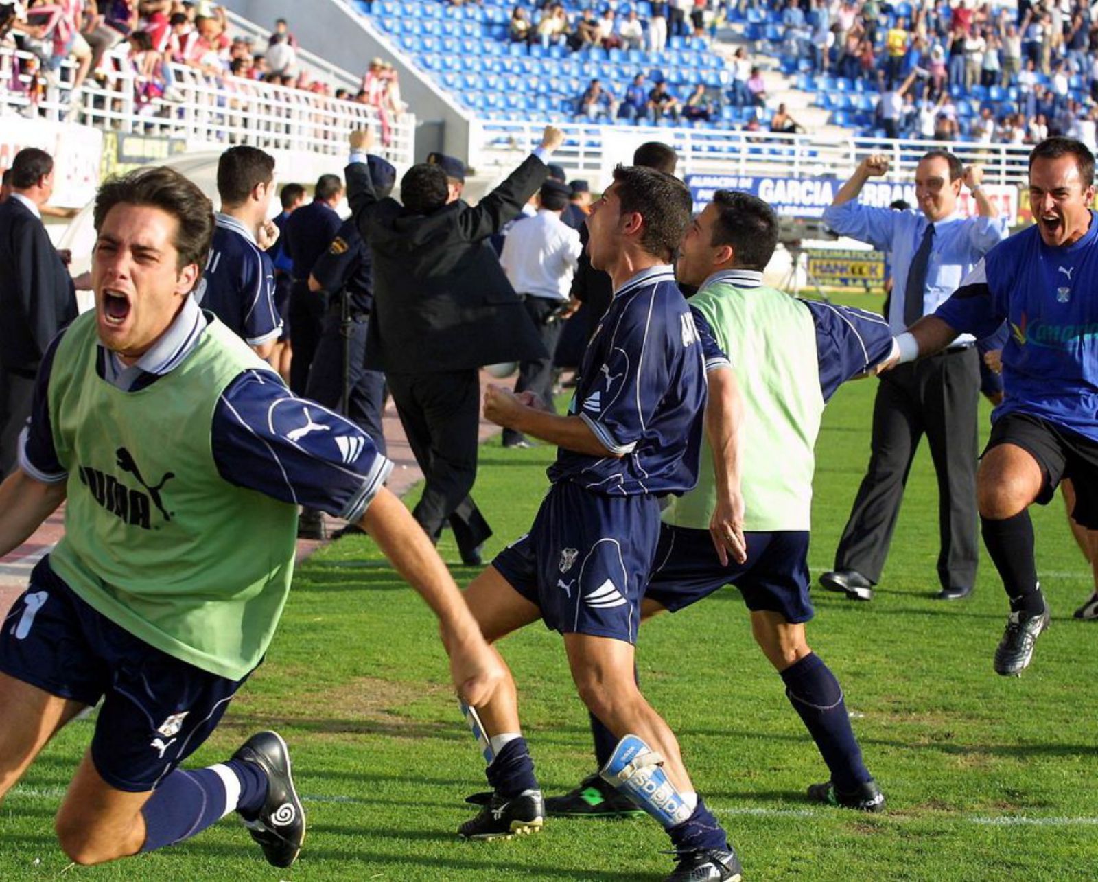 La celebración del gol de Hugo Morales. 
