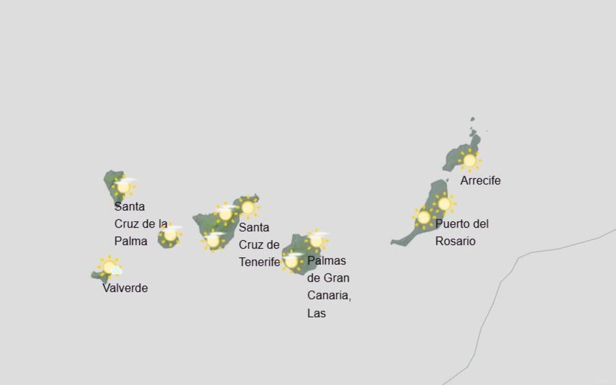 Previsión del estado del cielo de Canarias para este lunes según la Aemet.