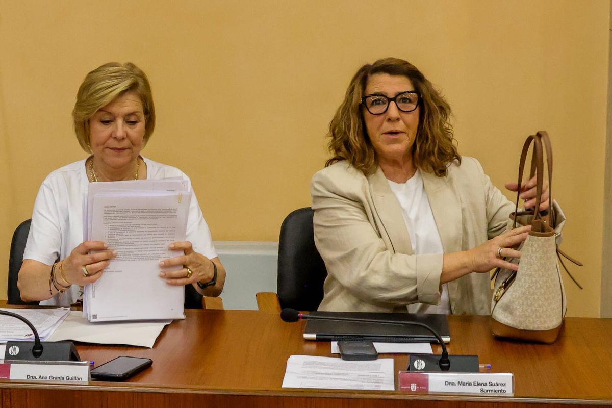 Ana Granja y Elena Suárez, del PP, durante la sesión.