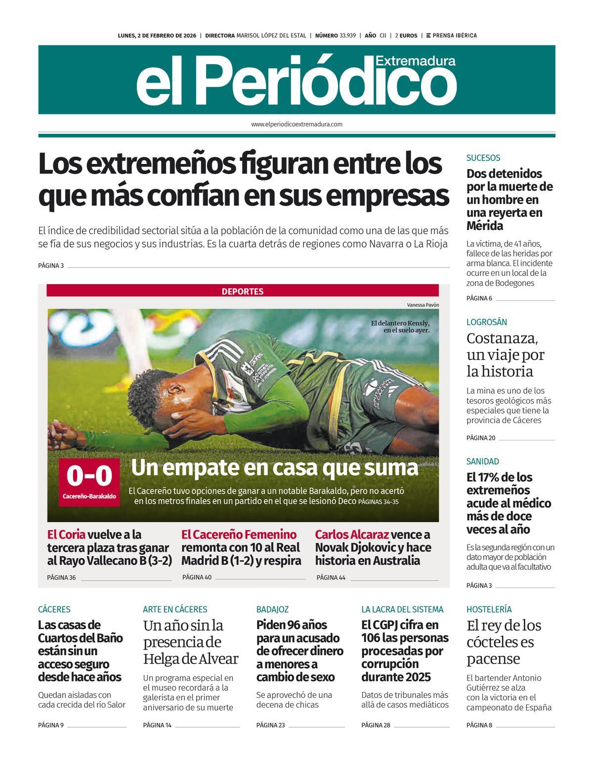 Consulta la portada correspondiente al día 02 de febrero de 2026