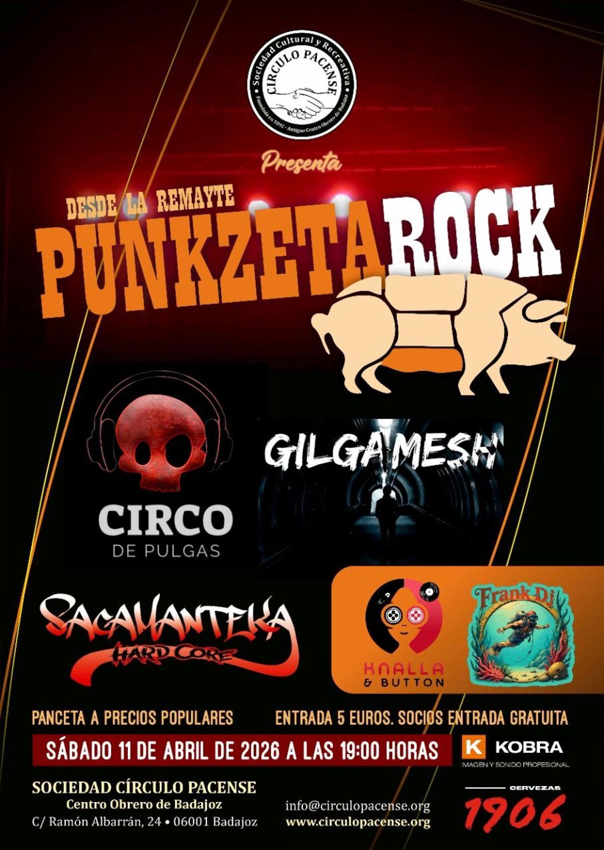 Cartel del Punkzeta Rock, del Círculo Pacense.