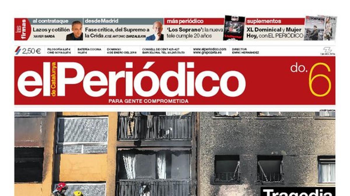 La portada de EL PERIÓDICO del 6 de enero del 2019