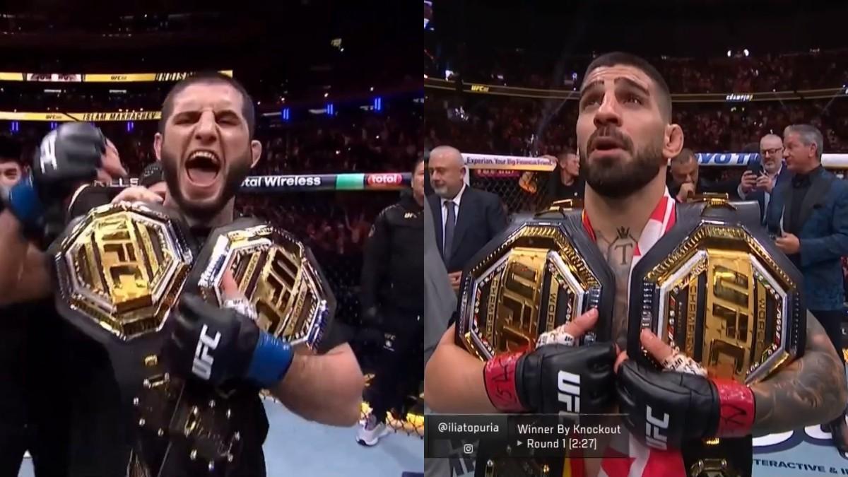 Islam Makhachev e Ilia Topuria, dobles campeones de la UFC