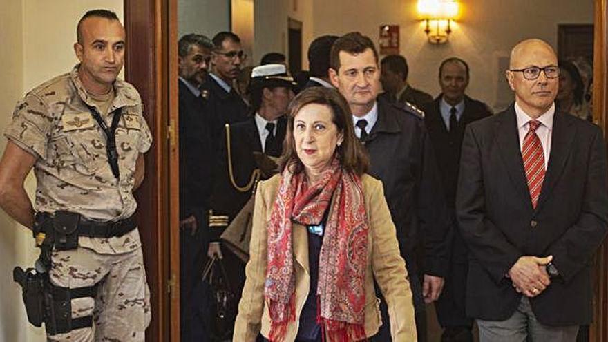 Margarita Robles durante su visita ayer a la Academia General del Aire de San Javier.