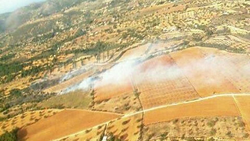 El humo en el barranco de Peñas Albas.