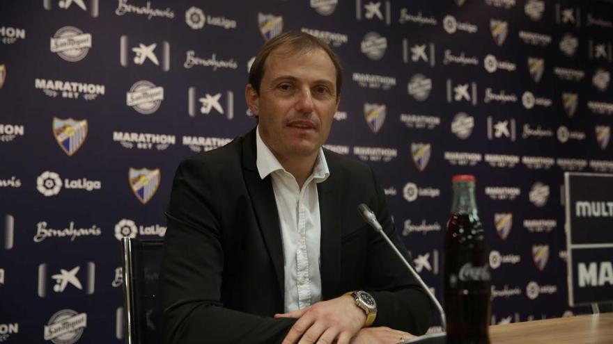 Francesc Arnau, durante la comparecencia de prensa  de ayer en La Rosaleda