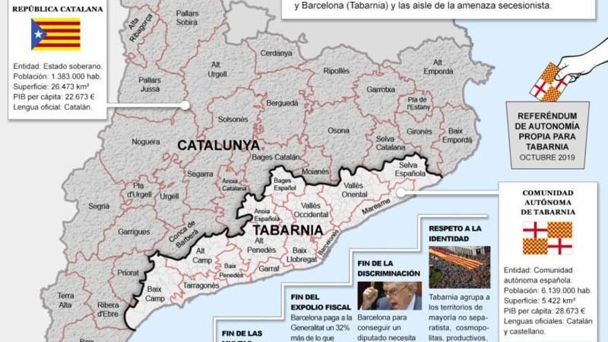 Un mapa amb la divisió de Tabàrnia.