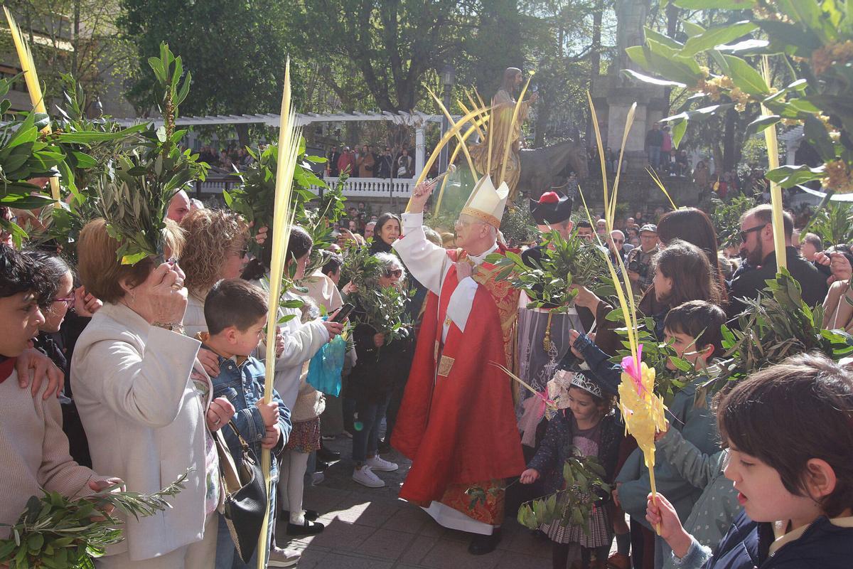 Cientos de fieles, con ramos y palmas, acompañaron a Jesús de Nazaret desde San Lázaro hasta la catedral