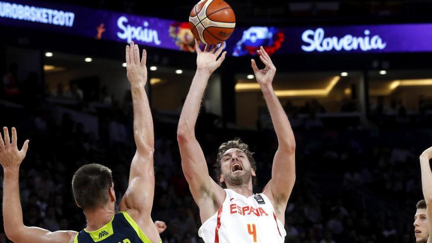 Pau Gasol, en un partido con la Selección Española