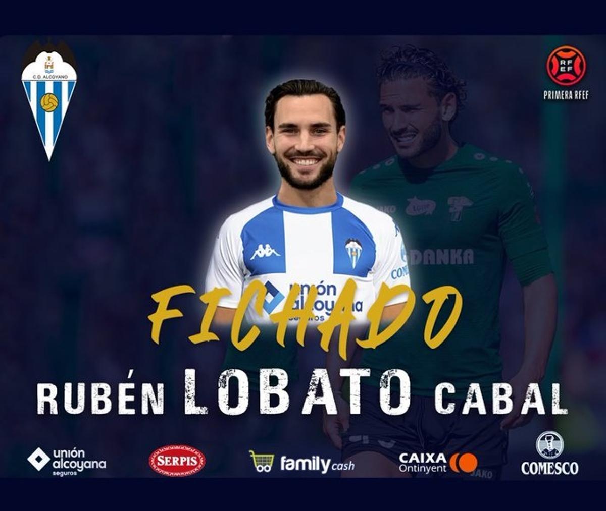 Cartela de presentación de Rubén Lobato como jugador del Alcoyano.