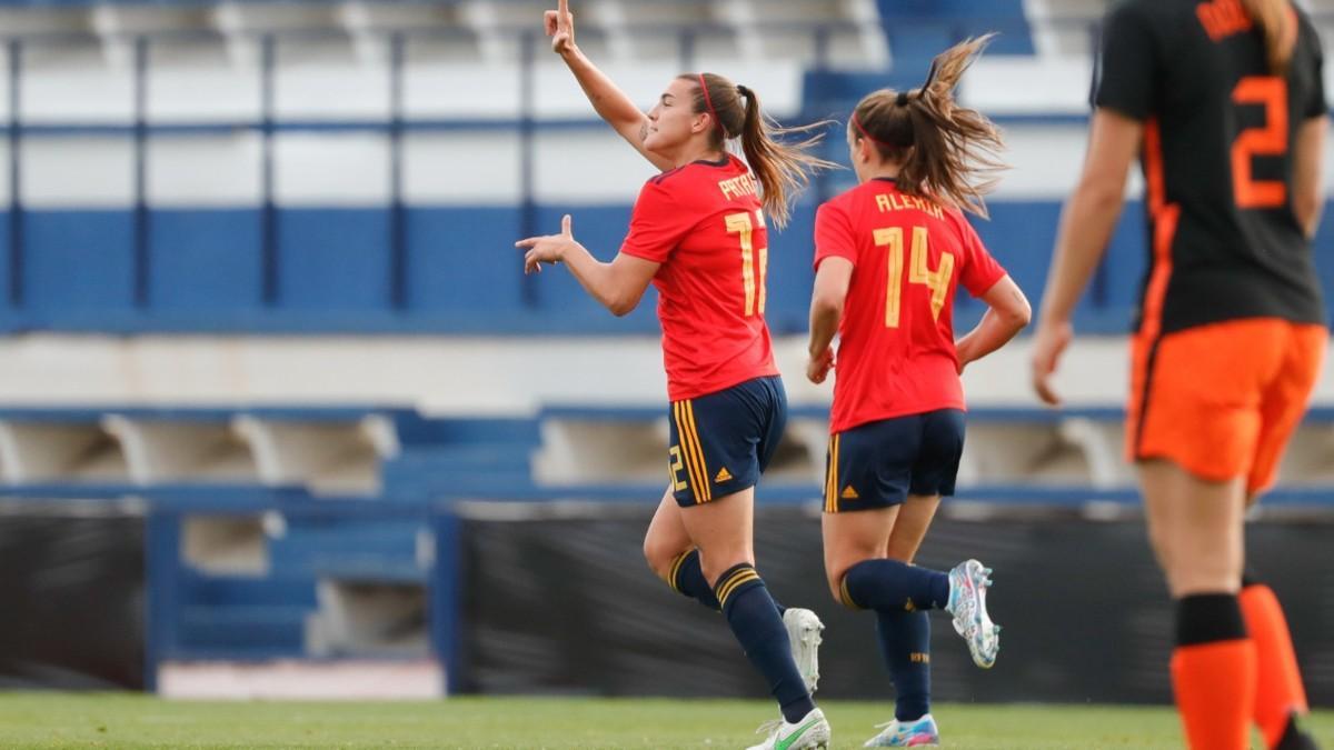 Patri Guijarro celebra el gol del triunfo ante Países Bajos