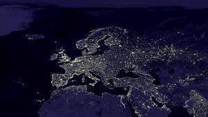 Europa de noche, vista desde el espacio.