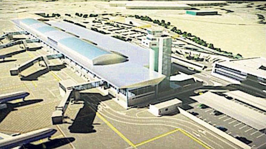 Recreación virtual de la nueva terminal del aeropuerto de Vigo una vez concluida la ampliación.